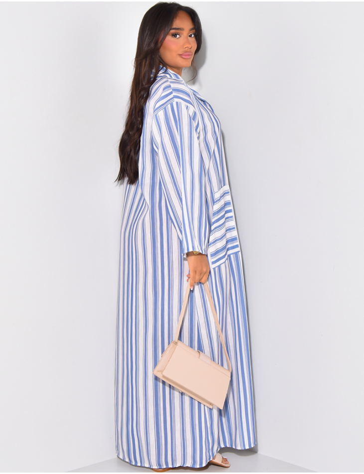 Robe chemise oversize rayée à poches Robe chemise oversize rayée à poches