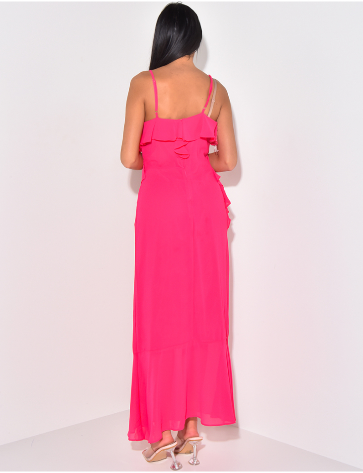 Langes Kleid aus Voile mit Rüschen Langes Kleid aus Voile mit Rüschen