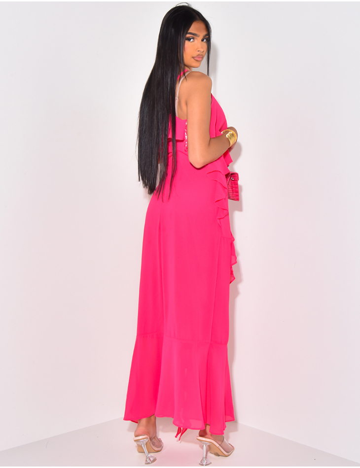 Langes Kleid aus Voile mit Rüschen Langes Kleid aus Voile mit Rüschen