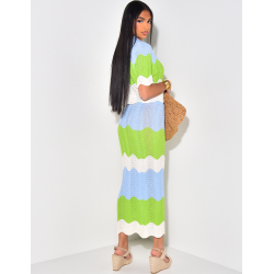 Croptop and multicoloured crochet skirt set Croptop and multicoloured crochet skirt set