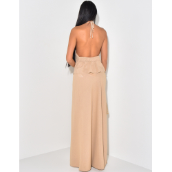 Ensemble jupe longue et crop top dos nu en lin Ensemble jupe longue et crop top dos nu en lin