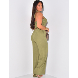 Set aus Hose und Crop Top zum Binden aus Leinen. Set aus Hose und Crop Top zum Binden aus Leinen.