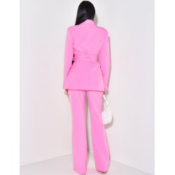 Wide belted suit & bell-bottom pants set Wide belted suit & bell-bottom pants set