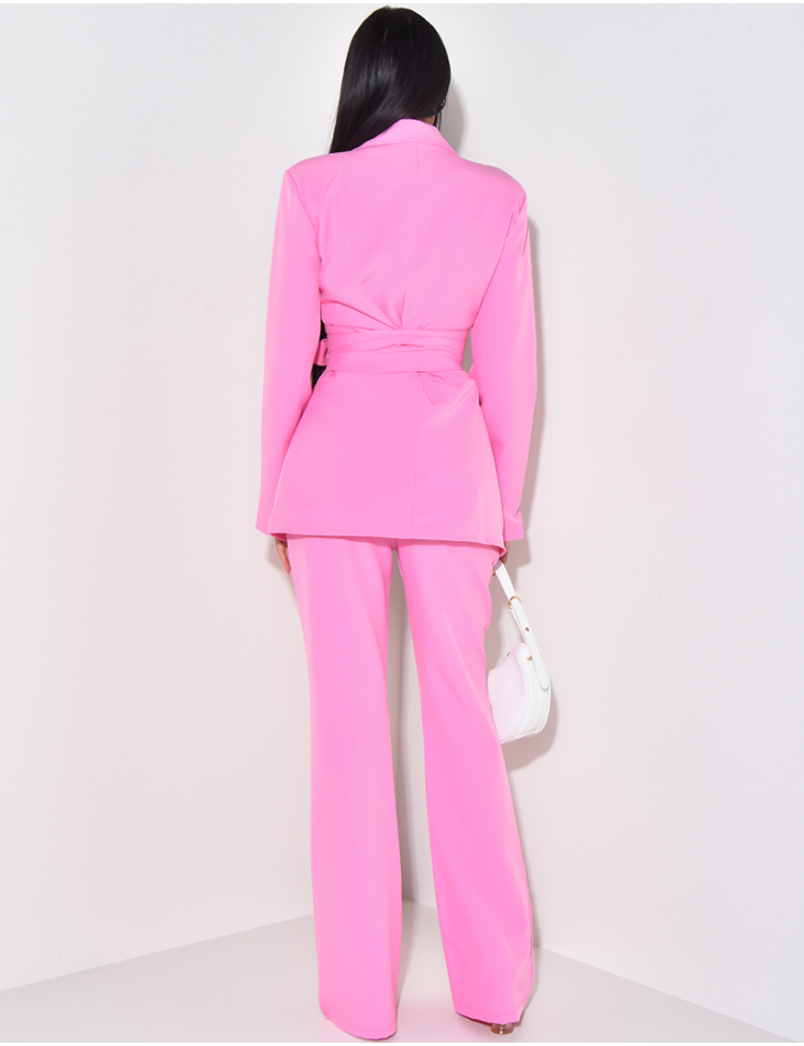 Wide belted suit & bell-bottom pants set Wide belted suit & bell-bottom pants set