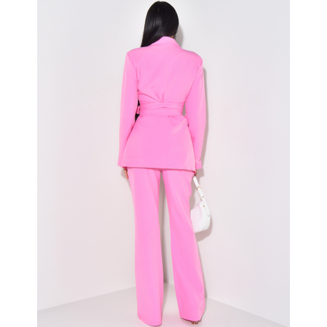Wide belted suit & bell-bottom pants set Wide belted suit & bell-bottom pants set