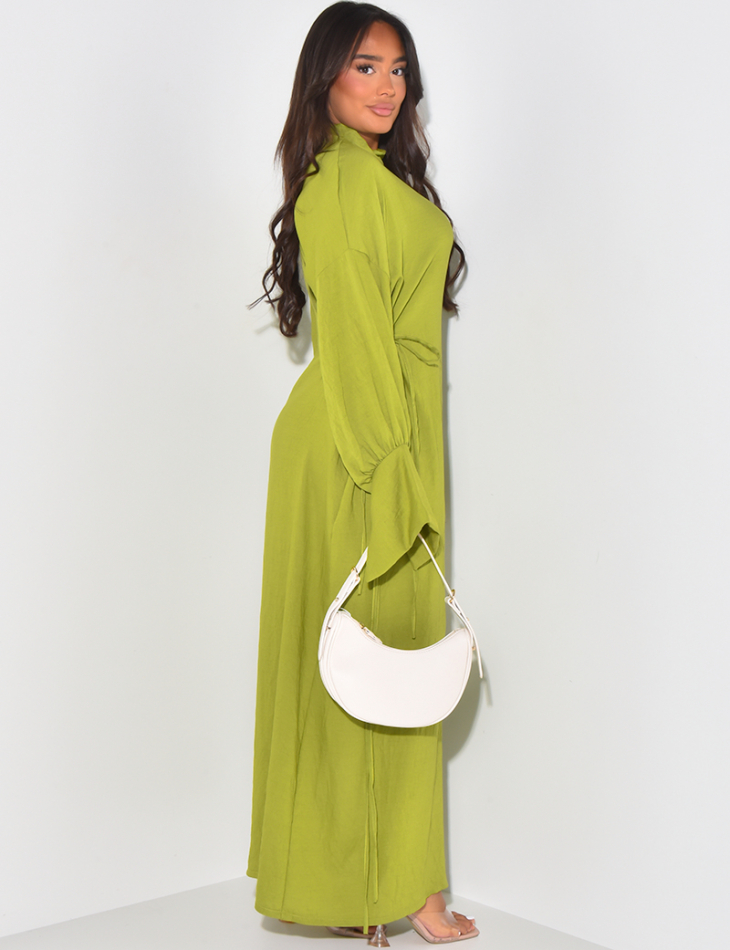 Robe longue effet lin à nouer sur les côtés
