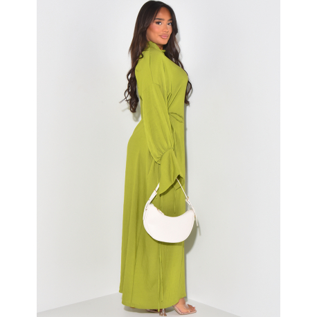 Robe longue effet lin à nouer sur les côtés