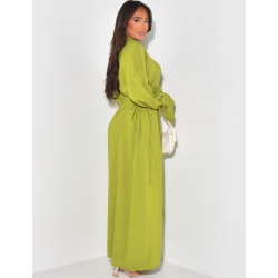 Robe longue effet lin à nouer sur les côtés