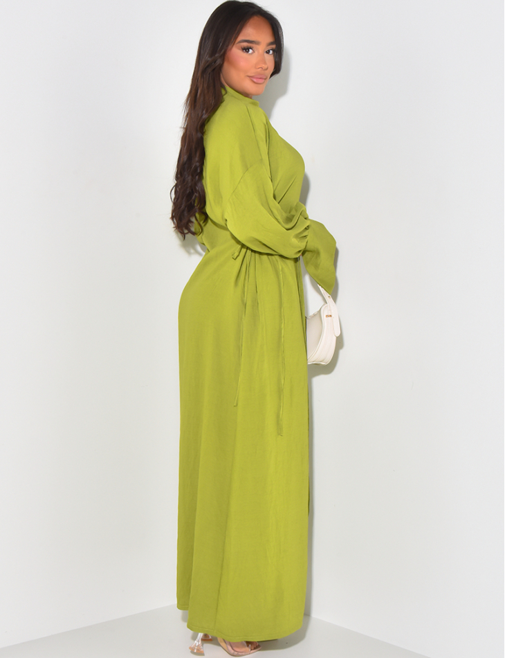 Robe longue effet lin à nouer sur les côtés