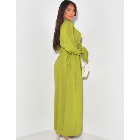 Robe longue effet lin à nouer sur les côtés