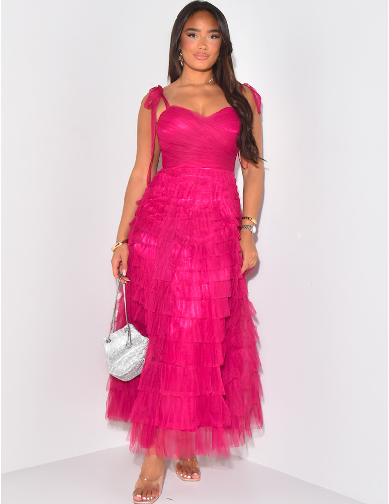 Bustierkleid aus Tüll mit Rüschen