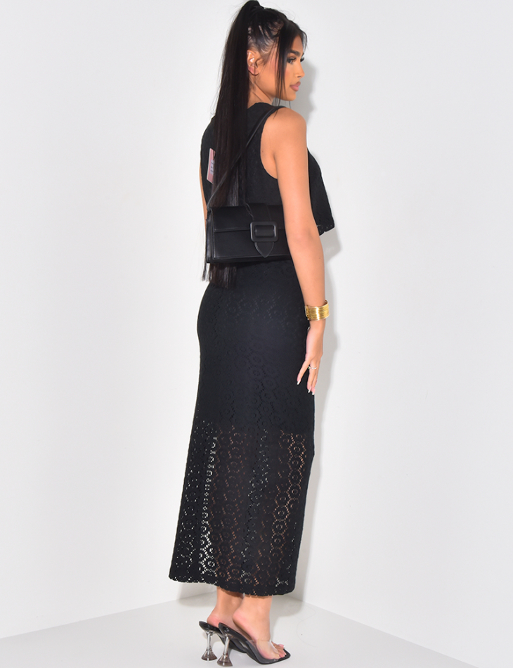 Ensemble ajouré  jupe longue et crop top Ensemble ajouré  jupe longue et crop top
