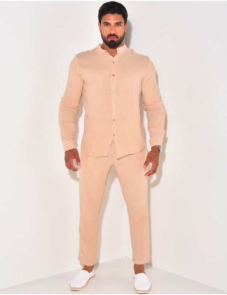 Ensemble pantalon et chemise à col rond Ensemble pantalon et chemise à col rond