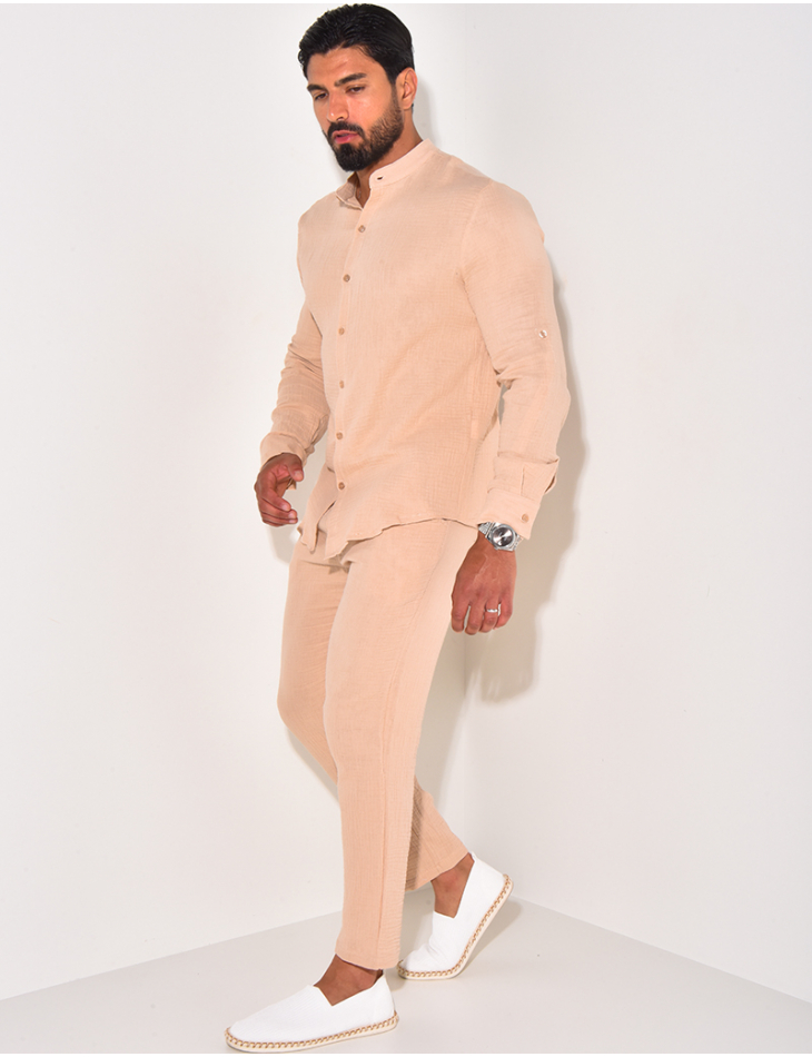 Ensemble pantalon et chemise à col rond Ensemble pantalon et chemise à col rond