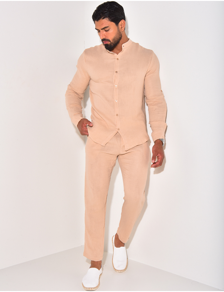 Ensemble pantalon et chemise à col rond Ensemble pantalon et chemise à col rond