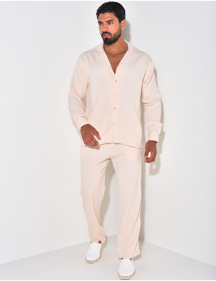 Ensemble pantalon et chemise manches longues texturé Ensemble pantalon et chemise manches longues texturé