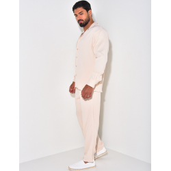 Ensemble pantalon et chemise manches longues texturé Ensemble pantalon et chemise manches longues texturé