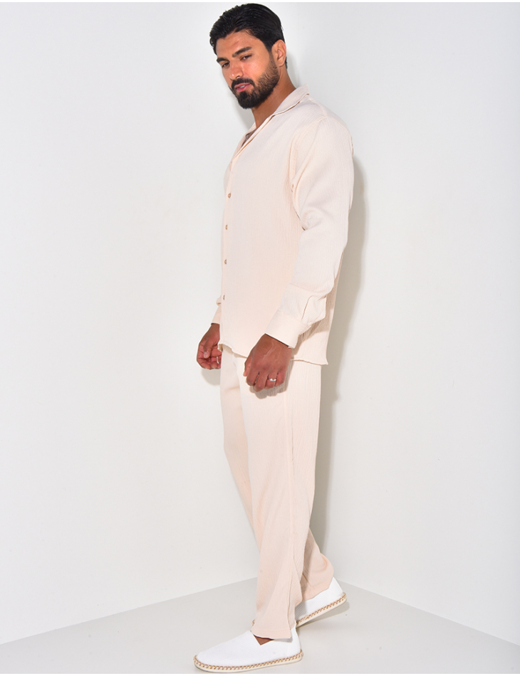 Ensemble pantalon et chemise manches longues texturé Ensemble pantalon et chemise manches longues texturé