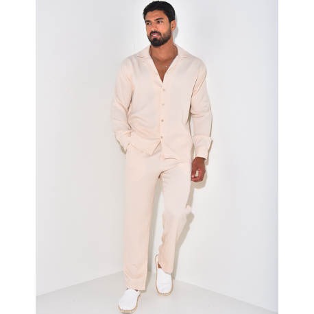 Ensemble pantalon et chemise manches longues texturé Ensemble pantalon et chemise manches longues texturé