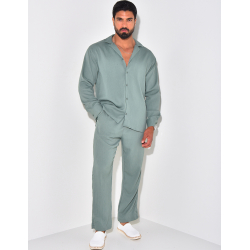 Ensemble pantalon et chemise manches longues texturé Ensemble pantalon et chemise manches longues texturé