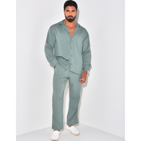 Ensemble pantalon et chemise manches longues texturé Ensemble pantalon et chemise manches longues texturé