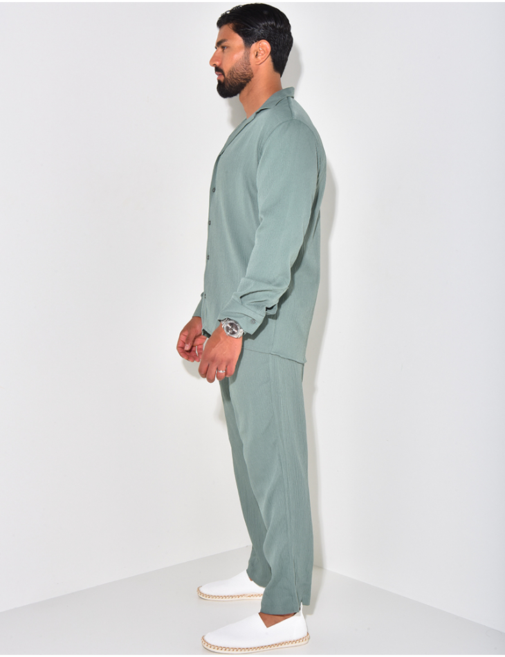 Ensemble pantalon et chemise manches longues texturé Ensemble pantalon et chemise manches longues texturé