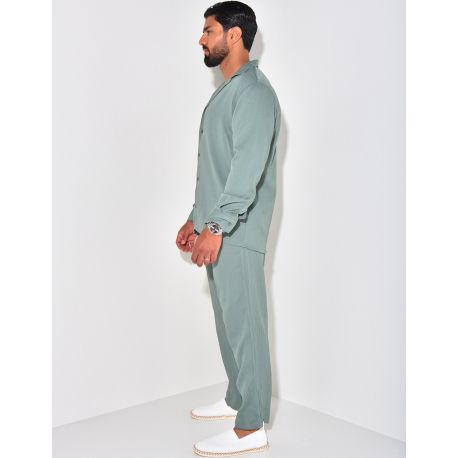 Ensemble pantalon et chemise manches longues texturé Ensemble pantalon et chemise manches longues texturé