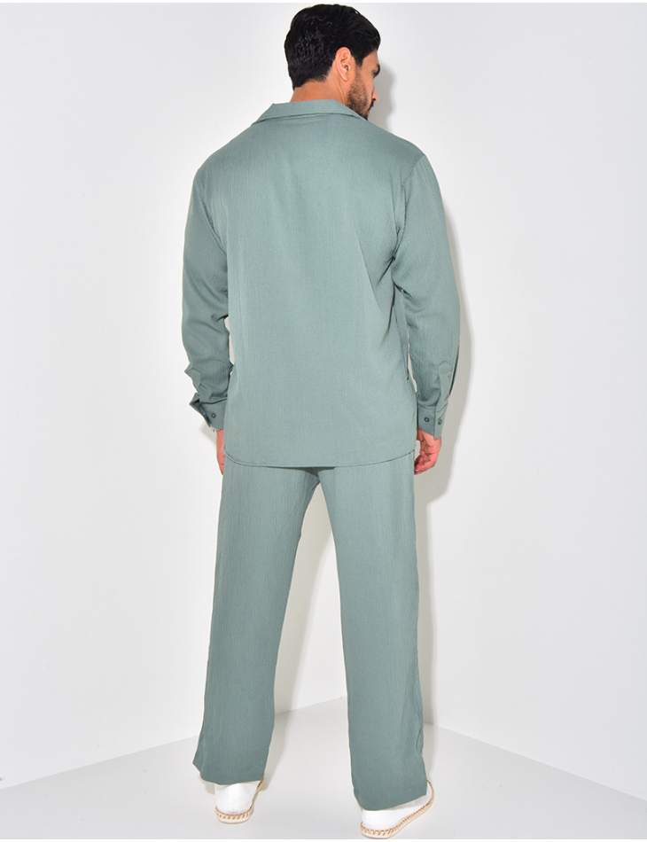 Ensemble pantalon et chemise manches longues texturé Ensemble pantalon et chemise manches longues texturé