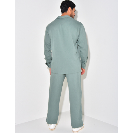 Ensemble pantalon et chemise manches longues texturé Ensemble pantalon et chemise manches longues texturé