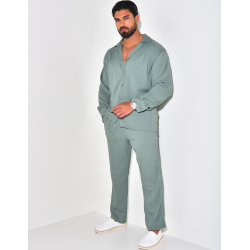 Ensemble pantalon et chemise manches longues texturé Ensemble pantalon et chemise manches longues texturé