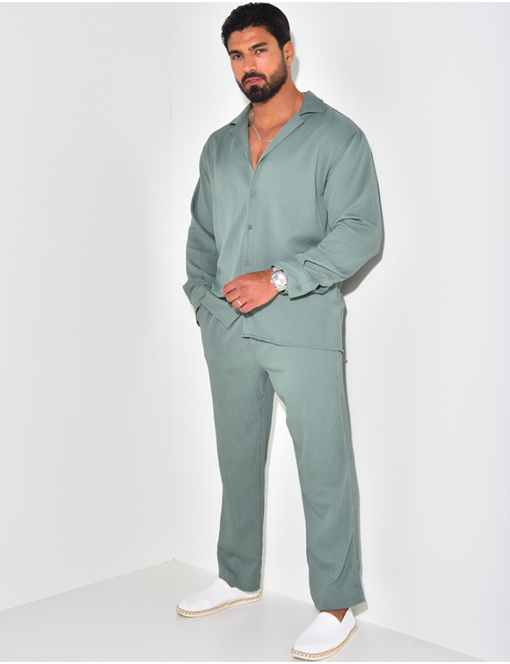 Ensemble pantalon et chemise manches longues texturé Ensemble pantalon et chemise manches longues texturé