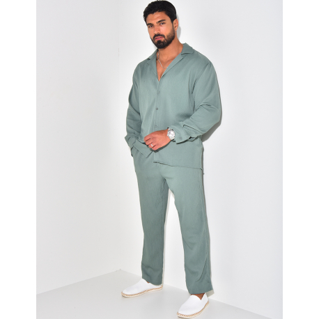 Ensemble pantalon et chemise manches longues texturé Ensemble pantalon et chemise manches longues texturé