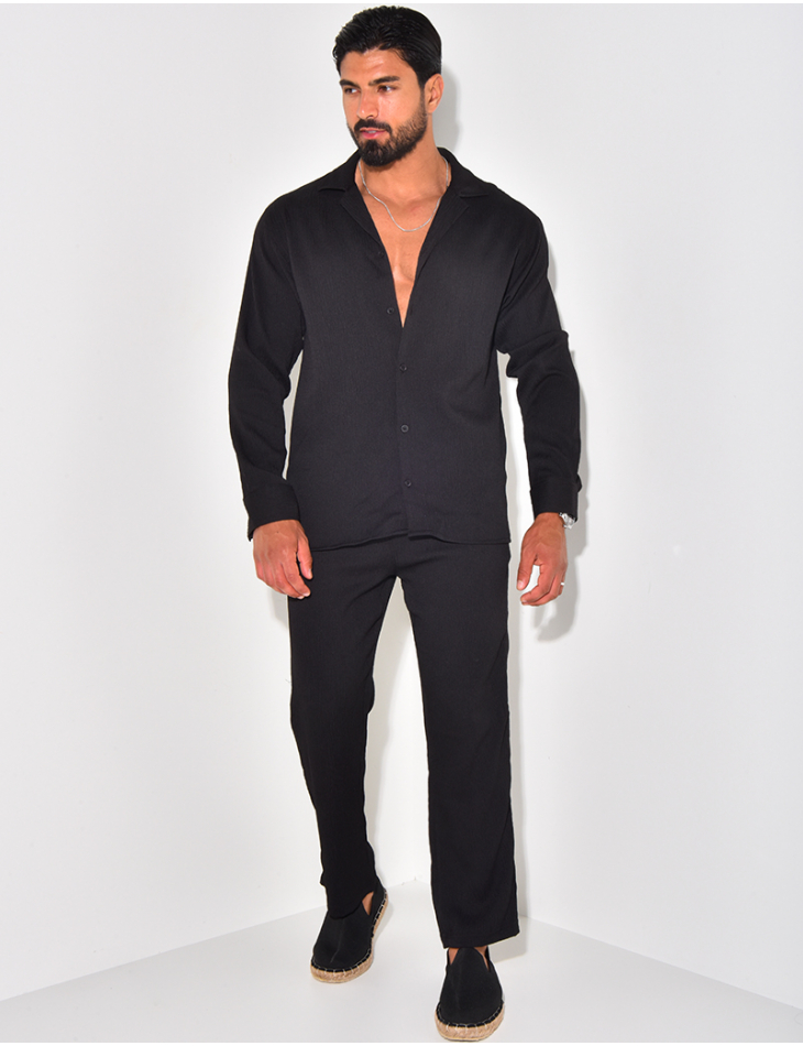 Ensemble pantalon et chemise manches longues texturé Ensemble pantalon et chemise manches longues texturé
