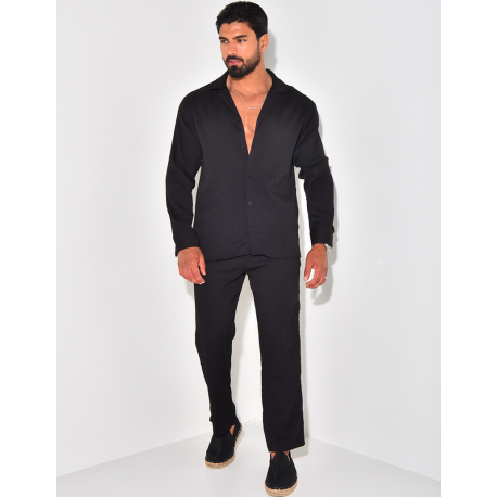 Ensemble pantalon et chemise manches longues texturé Ensemble pantalon et chemise manches longues texturé