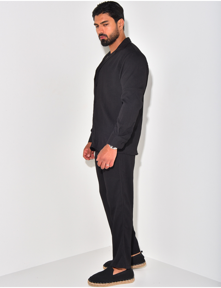 Ensemble pantalon et chemise manches longues texturé Ensemble pantalon et chemise manches longues texturé
