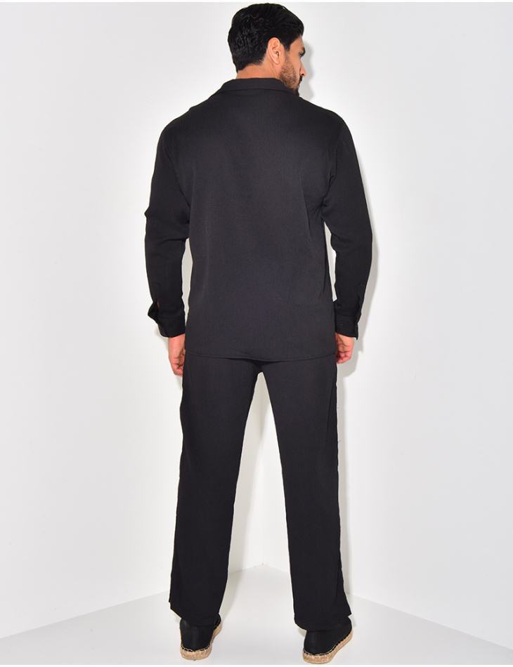 Ensemble pantalon et chemise manches longues texturé Ensemble pantalon et chemise manches longues texturé