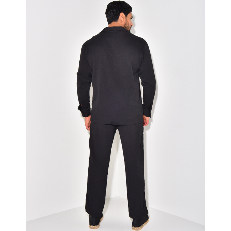 Ensemble pantalon et chemise manches longues texturé Ensemble pantalon et chemise manches longues texturé