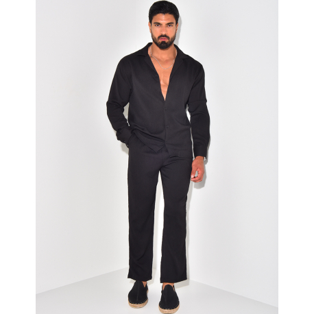 Ensemble pantalon et chemise manches longues texturé Ensemble pantalon et chemise manches longues texturé
