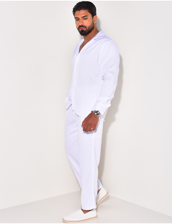 Ensemble pantalon et chemise manches longues texturé Ensemble pantalon et chemise manches longues texturé
