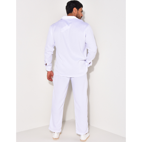 Ensemble pantalon et chemise manches longues texturé Ensemble pantalon et chemise manches longues texturé