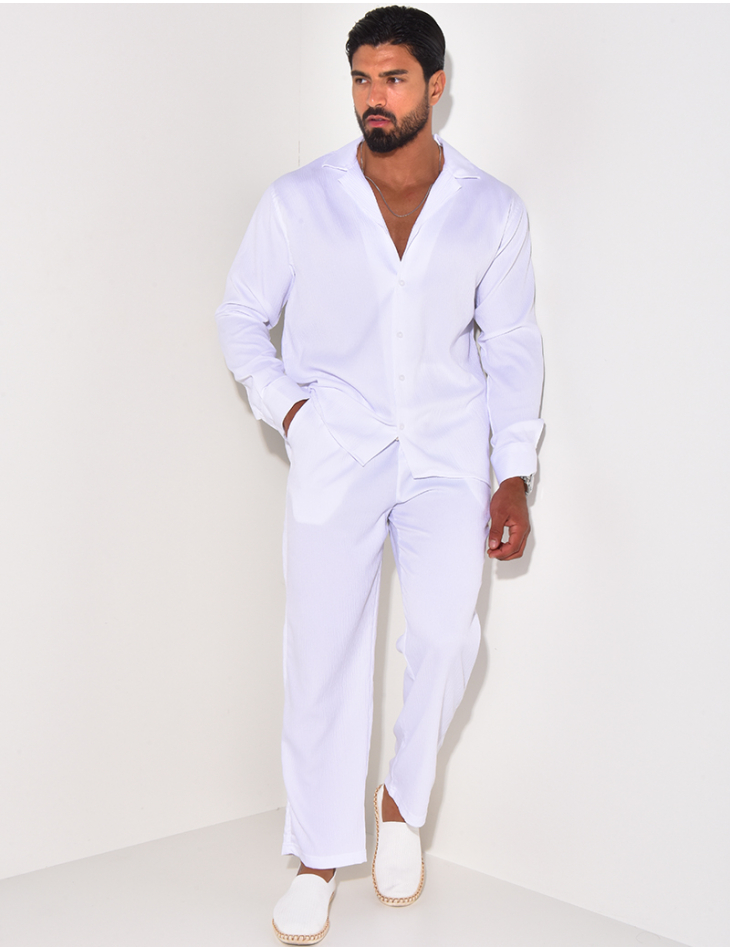 Ensemble pantalon et chemise manches longues texturé Ensemble pantalon et chemise manches longues texturé