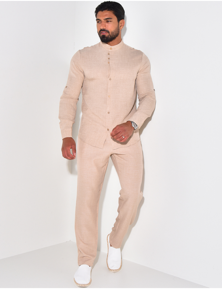 Ensemble pantalon et chemise col mao