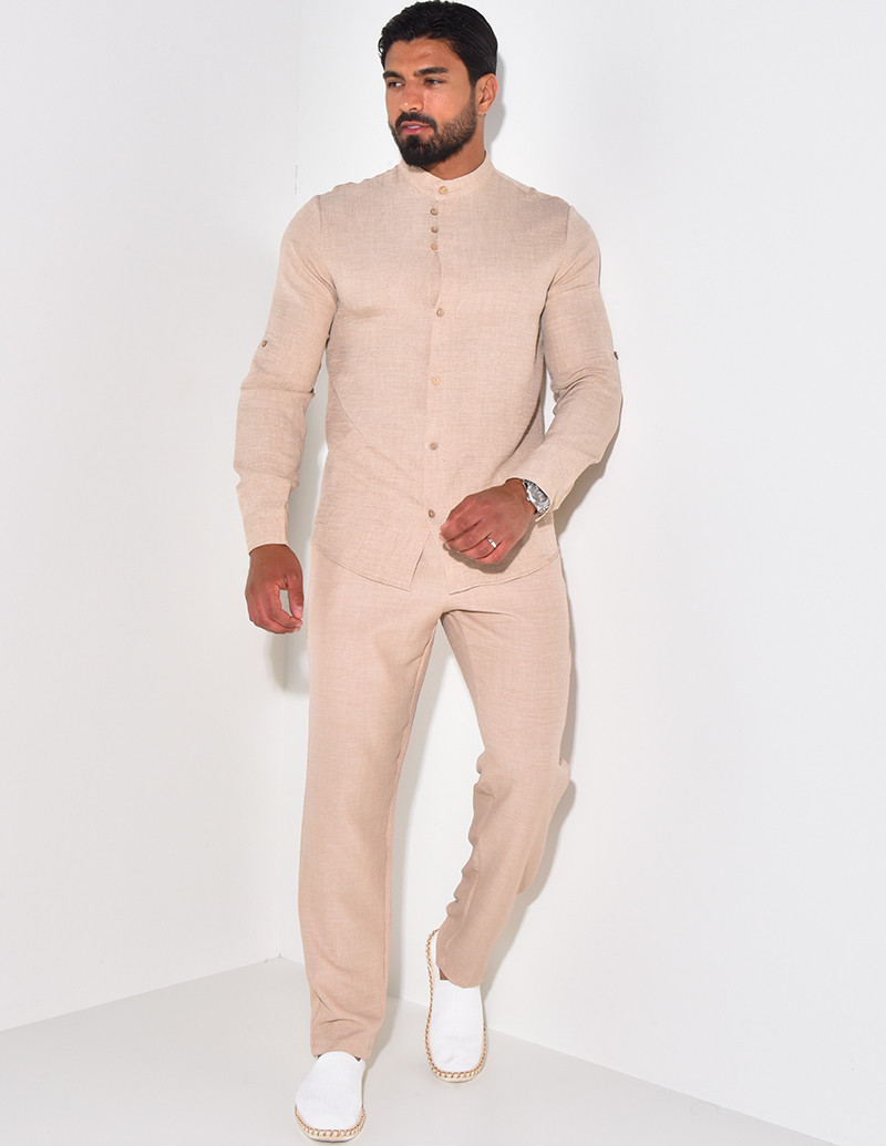 Ensemble pantalon et chemise col mao
