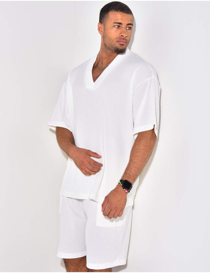 Ensemble short et t-shirt plissé oversize Ensemble short et t-shirt plissé oversize