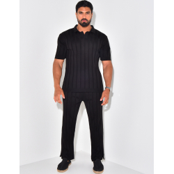 Ensemble pantalon et polo côtelé