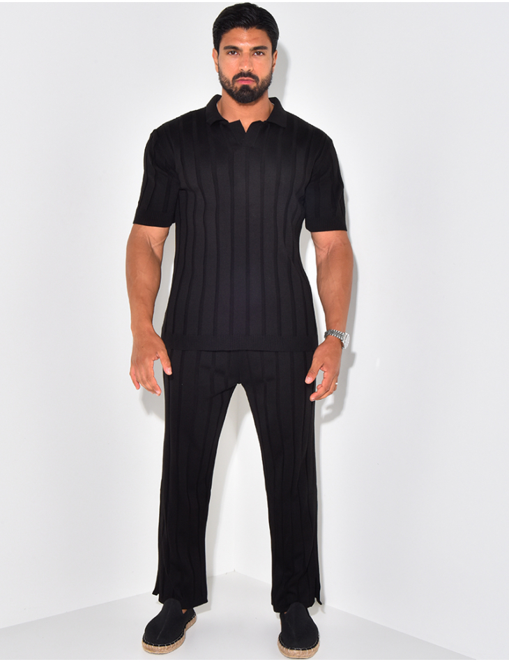 Ensemble pantalon et polo côtelé