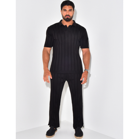 Ensemble pantalon et polo côtelé
