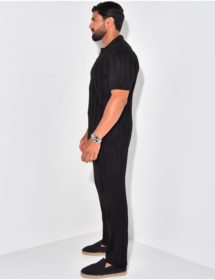 Ensemble pantalon et polo côtelé