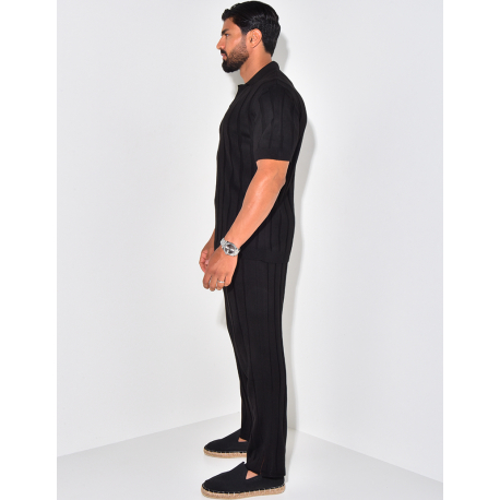 Ensemble pantalon et polo côtelé