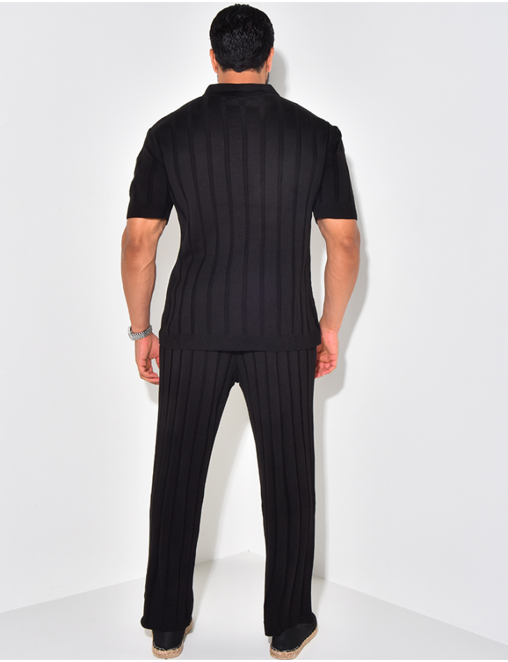 Ensemble pantalon et polo côtelé